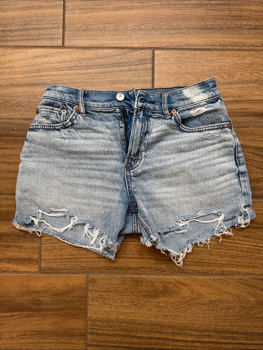 American Eagle Outfitters Light Blue Distressed Denim Cutoff Shorts